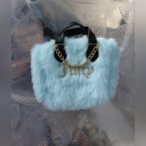 Juicy Couture Light Blue Faux Fur Small Bag